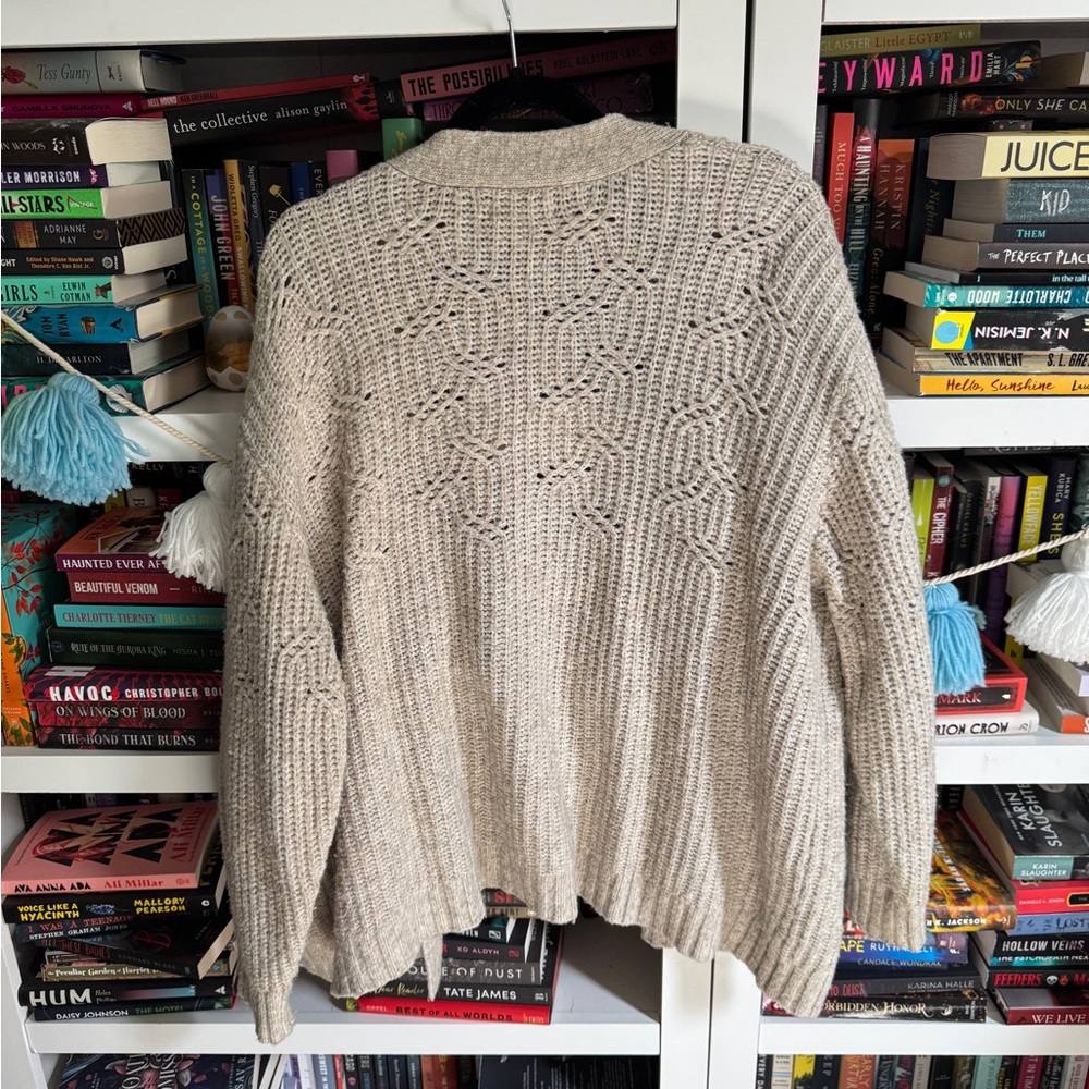 Ava & Viv neutral oatmeal Women's Beige Sweater oversized cardigan cozy - Picture 5 of 5
